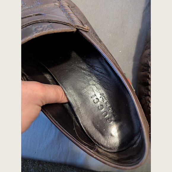 GUCCI - Embossed Guccissima leather loafers - Sz 11 - Picture 12 of 13